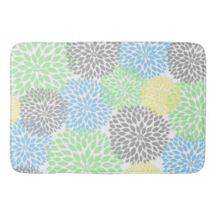 Tapis De Bain Décor floral de bain de menthe grise jaune de ble
