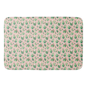 Tapis de bain décoratif Cactus rose et sarcelle Su