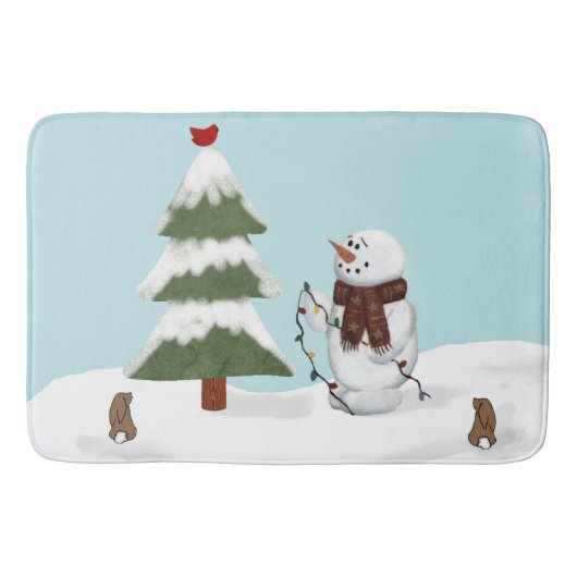 Tapis De Bain Décoration de l'arbre Snowman Bath Mat (Devant)
