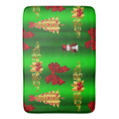 Tapis De Bain Décorations De Noël Sur Vert (devant Vertical)