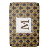 Tapis De Bain Décoré d'un monogramme géométrique d'art déco noir (devant Vertical)