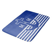 Tapis De Bain Découpe bleue/blanche d'Ancre + vos idées (Angle)