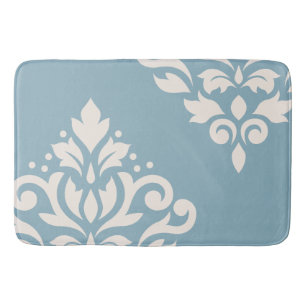 Tapis De Bain Défiler Damask Art I Cream sur Blue