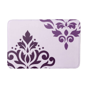 Tapis De Bain Défiler Damask Art I Purple sur rose