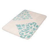 Tapis De Bain Défiler Damask Art I Teals on Cream (Angle)