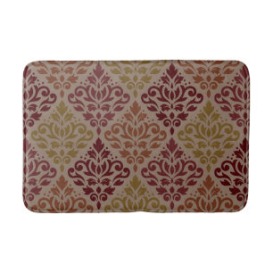 Tapis De Bain Défiler Damask Big Ptn Reds Orange Gold Taupe