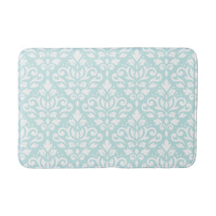 Tapis De Bain Défiler Damask Big Ptn White sur Duck Egg Blue