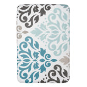 Tapis De Bain Défiler Damask Décaler Ptn Art Teals Browns Blanc (devant Vertical)