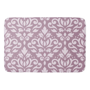 Tapis De Bain Défiler Damask Grand Motif rose sur Mauve