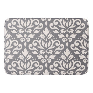 Tapis De Bain Défiler Damask Grande crème Motif sur gris