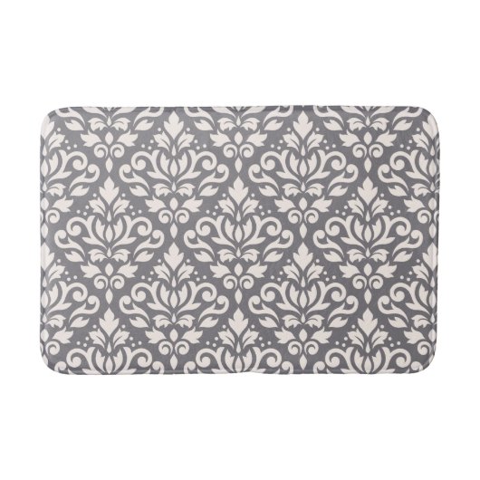 Tapis De Bain Défiler Damask Grosse crème Motif sur gris (Devant)