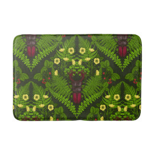 Tapis De Bain Dendroctones et fougères, feuilles verts
