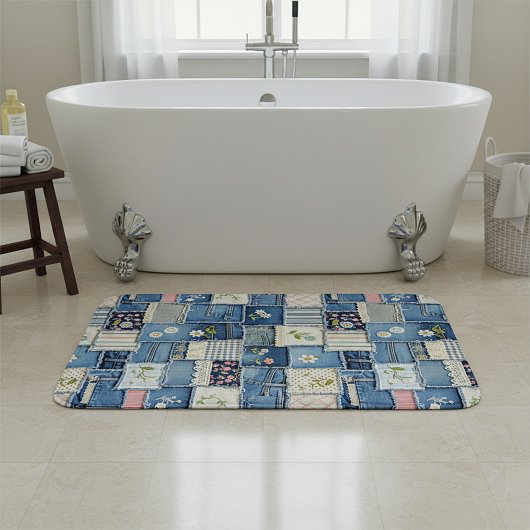 Tapis De Bain Denim Patchwork