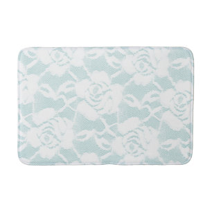 Tapis De Bain Dentelle blanche rose de menthe