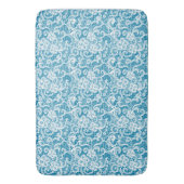 Tapis De Bain Dentelle blanche sur Turquoise (devant Vertical)