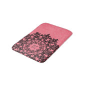 Tapis De Bain Dentelle florale noire Damas Monogramme (Angle)
