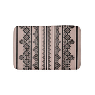 Tapis De Bain Dentelle noire, ajourée, arrière - plan marron, be