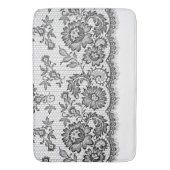 Tapis De Bain Dentelle noire en blanc (devant Vertical)