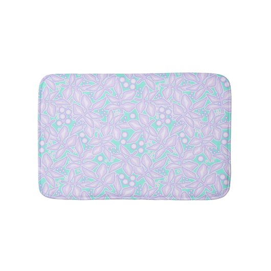 Tapis De Bain Dentelles de fleurs violettes florales inaltérable (Devant)