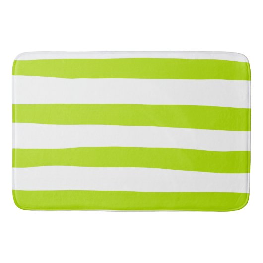 Tapis De Bain Des rayures inégales dans la chaux Vert et Blanc (Devant)