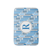 Tapis De Bain Design abstrait bleu. Personnalisable . (Devant (Vertical))