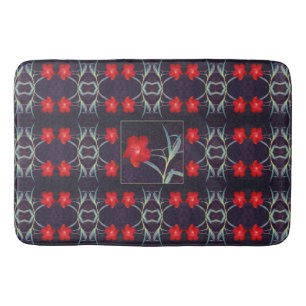 Tapis De Bain Design avec Fleurs rouges et Feuilles
