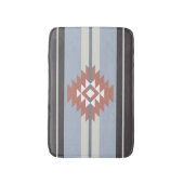 Tapis De Bain Design aztèque en rose et bleu (Devant (Vertical))