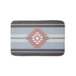Tapis De Bain Design aztèque en rose et bleu
