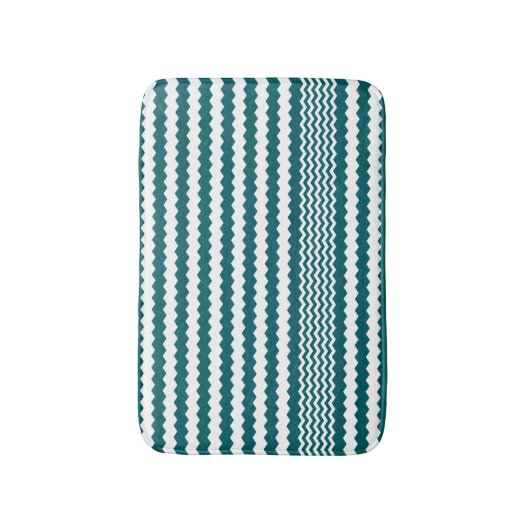 Tapis De Bain Design Chevron vert et blanc (Devant (Vertical))
