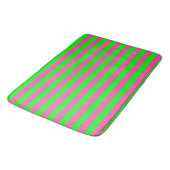 Tapis De Bain Design de bandes rose et verte (Angle)