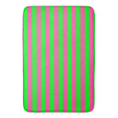 Tapis De Bain Design de bandes rose et verte (devant Vertical)