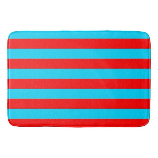 Tapis De Bain Design de bandes rouges et bleues (Devant)