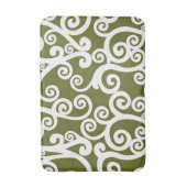 Tapis De Bain Design élégant, motif floral, vert olive, blanc (Devant (Vertical))