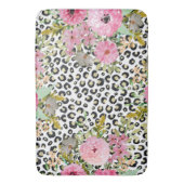 Tapis De Bain Design Empreinte de léopard et floral élégant (devant Vertical)