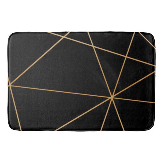 Tapis De Bain Design en ligne noire et dorée (Devant)