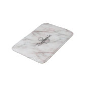 Tapis De Bain Design En Marbre Blanc Et Rose (Angle)