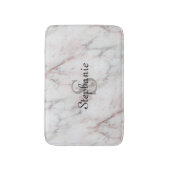 Tapis De Bain Design En Marbre Blanc Et Rose (Devant (Vertical))