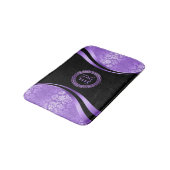 Tapis De Bain Design géométrique dynamique violet et noir (Angle)
