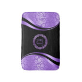 Tapis De Bain Design géométrique dynamique violet et noir (Devant (Vertical))