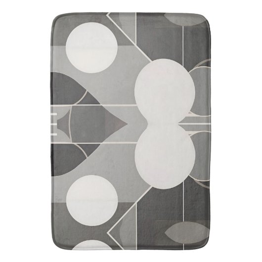 Tapis De Bain Design géométrique gris et blanc avec lignes de ce (devant Vertical)