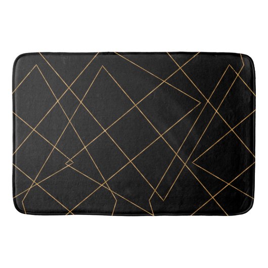 Tapis De Bain Design géométrique moderne Gold & Black (Devant)