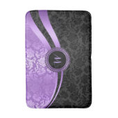 Tapis De Bain Design géométrique moderne noir et pourpre (Devant (Vertical))