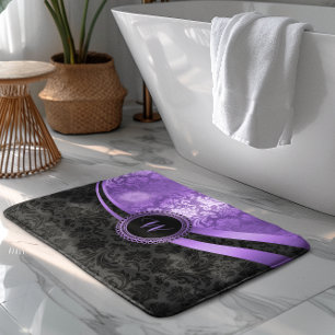 Tapis De Bain Design géométrique moderne noir et pourpre