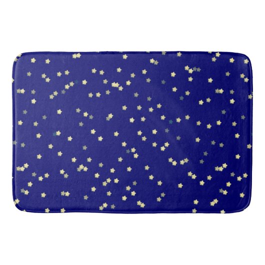 Tapis De Bain Design Gold Star sur Blue (Devant)
