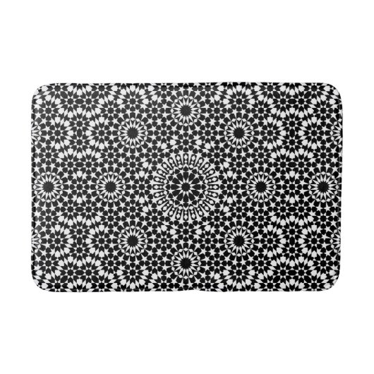 Tapis De Bain Design marocain noir et blanc (Devant)