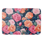 Tapis De Bain Design Motif Rose rouge rose orange (Devant)