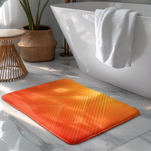 Tapis De Bain Design orange et jaune géométrique ombragé