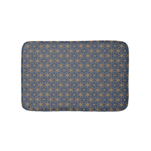 Tapis De Bain Design Pétale Bleu et Or (Devant)