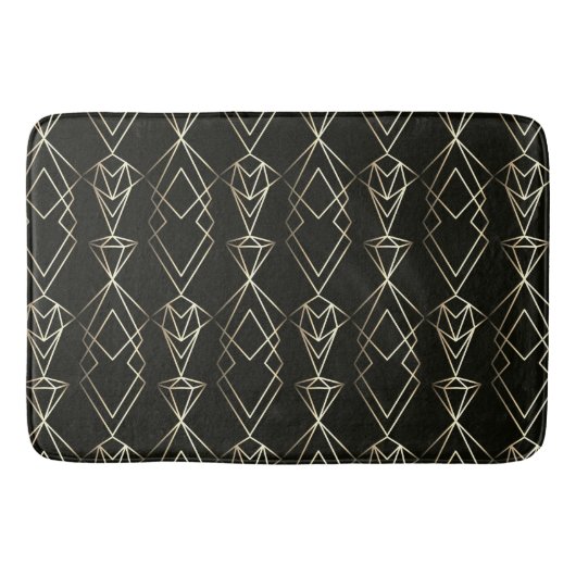 Tapis De Bain Design rétro classique en noir et or (Devant)