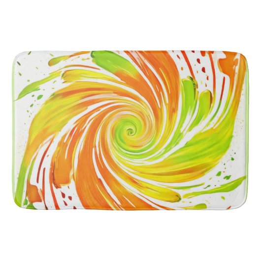 Tapis De Bain Design spiral vert et orange (Devant)